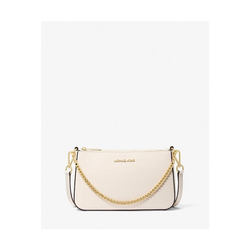 Sac à bandoulière Jet Set de taille moyenne en cuir saffiano,Blanc