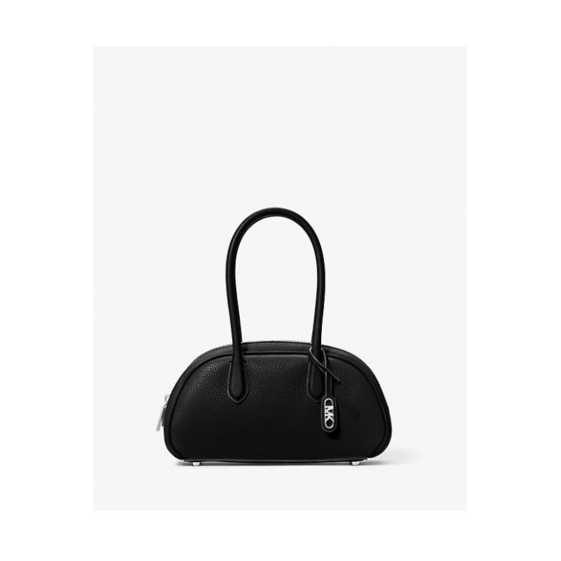 Petit sac porté main Lulu en cuir grainé,Noir