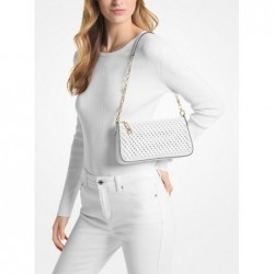 MICHAEL KORS Sac de soirée Empire de taille moyenne en cuir tressé à maillons,Blanc