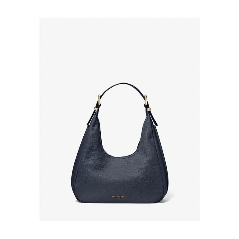 MICHAEL KORS Petit sac porté épaule bohème Nolita en cuir grainé,BLEU MARINE