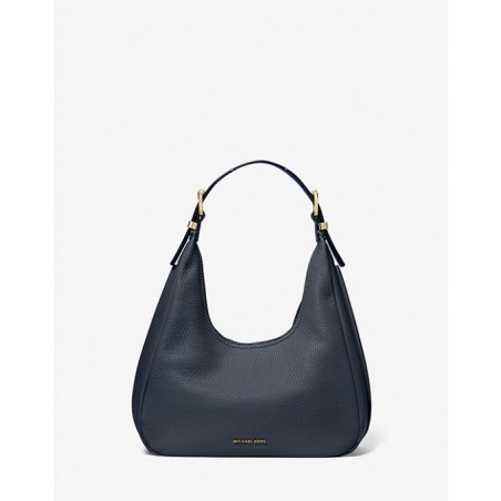 MICHAEL KORS Petit sac porté épaule bohème Nolita en cuir grainé,BLEU MARINE