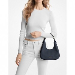 MICHAEL KORS Petit sac porté épaule bohème Nolita en cuir grainé,BLEU MARINE