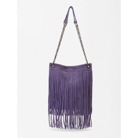 SAC EN CUIR À FRANGES Sac bandoulière violet