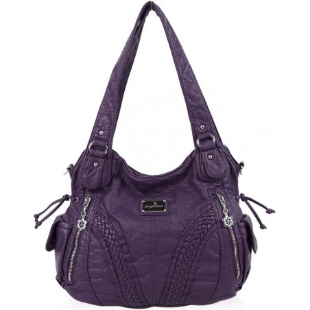 Sac a Main Epaule Sac Cabas Cuir Souple  Femme Vintage Violet