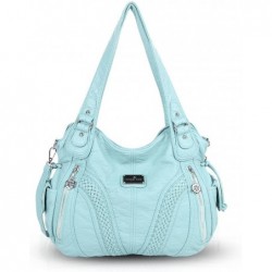 Sac a Main Epaule Cuir Souple Sac Bandouillere Femme Vintage Bleu Clair