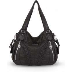 Sac a Main Epaule Cuir Souple Sac Bandouillere Femme Vintage Noir