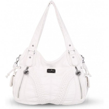 Sac a Main Epaule Cuir Souple Sac Bandouillere Femme Vintage  Blanc