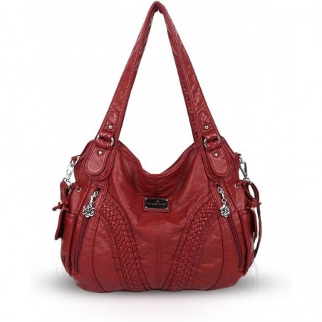 Sac a Main Epaule Cuir Souple Sac Bandouillere Femme Vintage Rouge