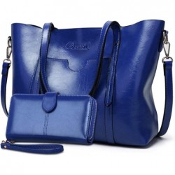 Sac a Main Femmes Cuir Bandoulieres Grand Sacs Porte Cabas Bleu