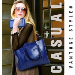 Sac a Main Femmes Cuir Bandoulieres Grand Sacs Porte Cabas Bleu