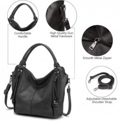 Sac à Main Moyen Sac Bandoulière Femme en Cuir PU Fourre-Tout 2pcs Noir