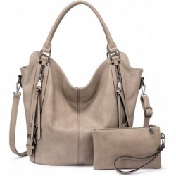 Sac à Main Moyen Sac Bandoulière Femme en Cuir PU Fourre-Tout 2pcs Kaki