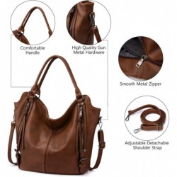 Sac à Main Moyen Sac Bandoulière Femme en Cuir PU Fourre-Tout 2pcs Marron