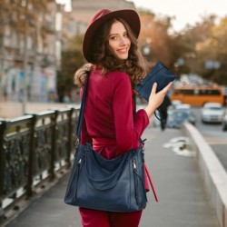 Sac a Main Femme en PU Sac Fourre Tout Femme Ensemble Sac D'épaule Bleu