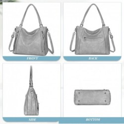 Sac a Main Femme en PU Sac Fourre Tout Femme Ensemble Sac D'épaule Gris