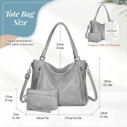 Sac a Main Femme en PU Sac Fourre Tout Femme Ensemble Sac D'épaule Gris