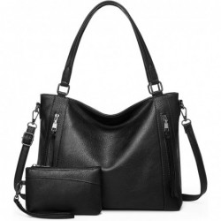 Sac a Main Femme en PU Sac Fourre Tout Femme Ensemble Sac D'épaule Noir