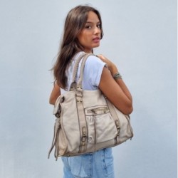 Sac cuir esprit Vintage, marque IT HIPPIE, couleur Beige