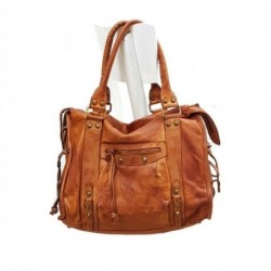 Sac cabas cuir esprit Vintage, camel