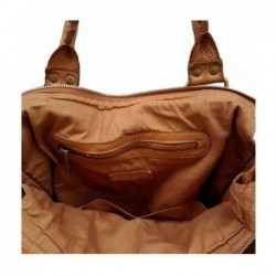 Sac cabas cuir esprit Vintage, camel