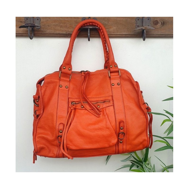 SAC CUIR ESPRIT VINTAGE ORANGE