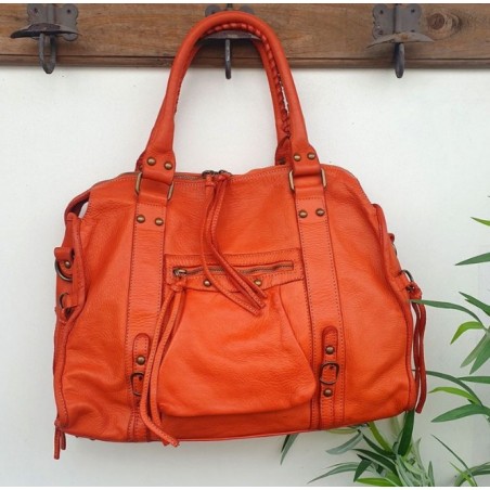 SAC CUIR ESPRIT VINTAGE ORANGE