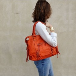 SAC CUIR ESPRIT VINTAGE ORANGE