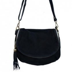 Sac besace en croute de cuir couleur noir