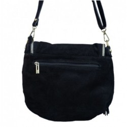 Sac besace en croute de cuir couleur noir