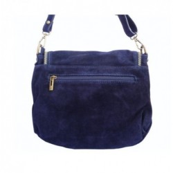 Sac besace en croute de cuir couleur bleu marine