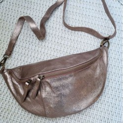 Sac banane version XL - Cuir métallisé bronze