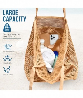 Sacs de plage pour femmes, sac fourre-tout en maille pliable avec mini poche, sac à bandoulière pour femmes pour les essentiels de voyage et de plage, piscine