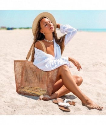 Sacs de plage pour femmes, sac fourre-tout en maille pliable avec mini poche, sac à bandoulière pour femmes pour les essentiels de voyage et de plage, piscine