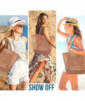 Sacs de plage pour femmes, sac fourre-tout en maille pliable avec mini poche, sac à bandoulière pour femmes pour les essentiels de voyage et de plage, piscine