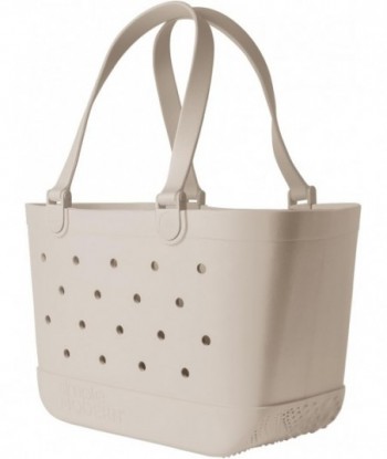 Sac de plage simple et moderne en caoutchouc | Grand sac fourre-tout imperméable avec poche zippée pour la plage, la piscine, le bateau, les courses, le sport | Collection de sacs d'escapade | Bouleau amande