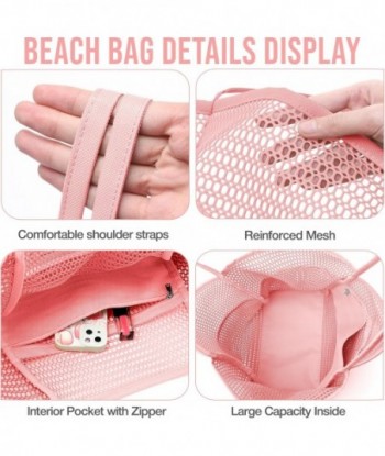 Sac de plage KPX avec mini poche, sacs fourre-tout de plage pour femmes, grands sacs de voyage pliables en maille pour piscine - Résistant au sable