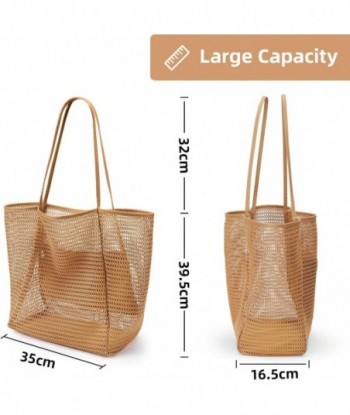 KALIDI Sac fourre-tout en maille de plage, sac fourre-tout décontracté Hobo pour femme, sac à bandoulière pliable MAX 23L pour pique-nique à la plage, vacances