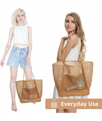 KALIDI Sac fourre-tout en maille de plage, sac fourre-tout décontracté Hobo pour femme, sac à bandoulière pliable MAX 23L pour pique-nique à la plage, vacances