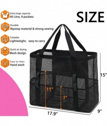 Sac de plage en filet, sac fourre-tout de plage extra large avec poche zippée, sac de piscine pour les essentiels de croisière/natation/vacances