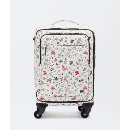 VALISE CABINE EFFET NYLON impression blanche