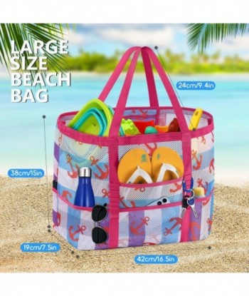 Ayieyill Sac de plage en maille pour femme, sac fourre-tout pliable, grand sac de plage avec poches zippées, imperméable et résistant au sable