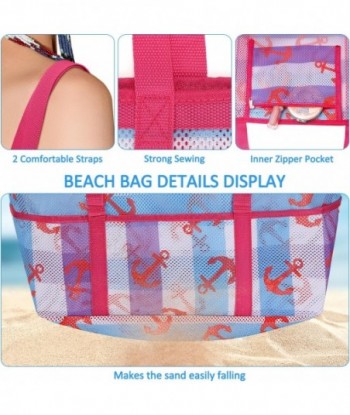 Ayieyill Sac de plage en maille pour femme, sac fourre-tout pliable, grand sac de plage avec poches zippées, imperméable et résistant au sable