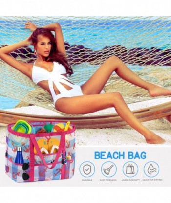 Ayieyill Sac de plage en maille pour femme, sac fourre-tout pliable, grand sac de plage avec poches zippées, imperméable et résistant au sable