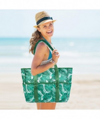 Sac de plage KUAK, sac fourre-tout de plage extra large en maille colorée avec fermeture éclair, 9 poches pour les courses, la piscine, les vacances en famille