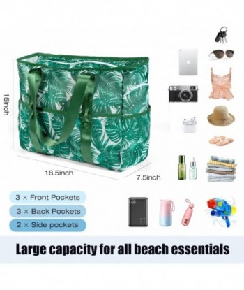 Sac de plage KUAK, sac fourre-tout de plage extra large en maille colorée avec fermeture éclair, 9 poches pour les courses, la piscine, les vacances en famille