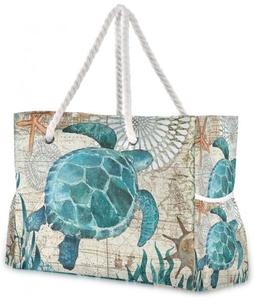 Grands sacs de plage fourre-tout en toile Sac fourre-tout Sac à bandoulière Sealives Sea World Sacs résistants à l'eau pour la salle de sport Voyage quotidien