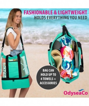 Sac de plage imperméable Odyseaco avec compartiment isotherme - Sacs de plage imperméables et résistants au sable pour femmes, sac de piscine et sac fourre-tout de plage