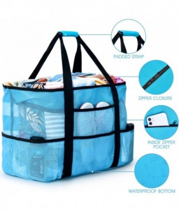 Sac de plage oscaurt Sacs de plage extra larges pour femmes Sacs fourre-tout de plage en maille imperméable et anti-sable Sac de piscine de voyage