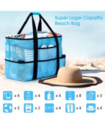 Sac de plage oscaurt Sacs de plage extra larges pour femmes Sacs fourre-tout de plage en maille imperméable et anti-sable Sac de piscine de voyage