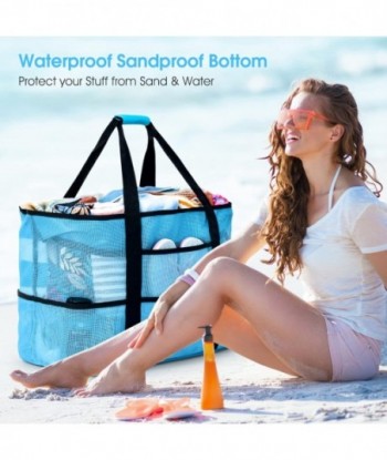 Sac de plage oscaurt Sacs de plage extra larges pour femmes Sacs fourre-tout de plage en maille imperméable et anti-sable Sac de piscine de voyage